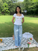 Belle Rosette Embroidered Top - PREORDER