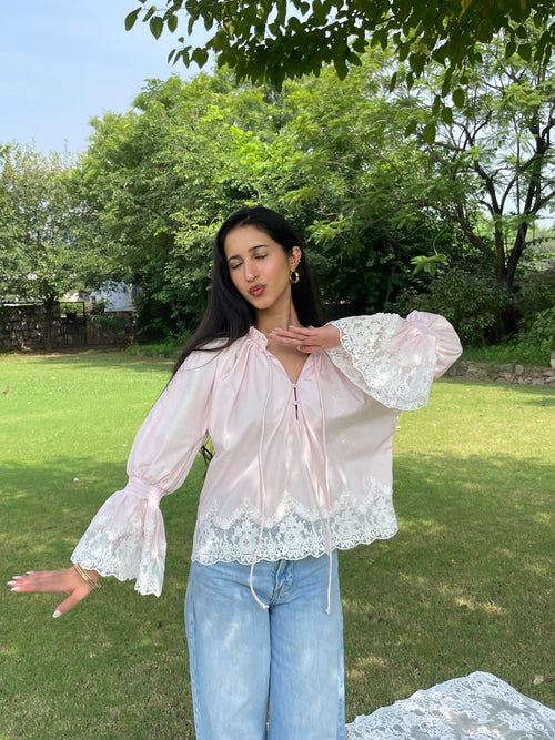 Isadora Lace Top in Blush - PREORDER