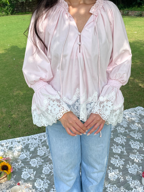 Isadora Lace Top in Blush - PREORDER