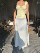 Celine Polka Dot Satin Skirt in White