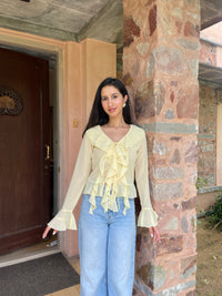 Juliette Ruffle Top in Butter Yellow