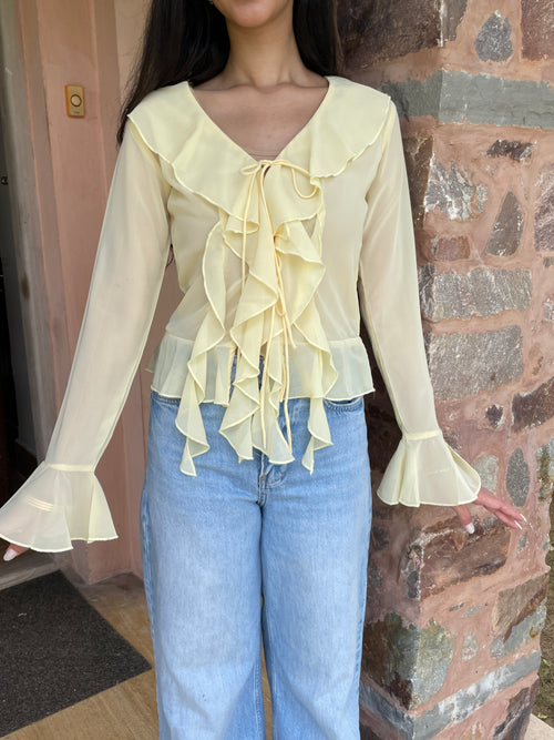 Juliette Ruffle Top in Butter Yellow
