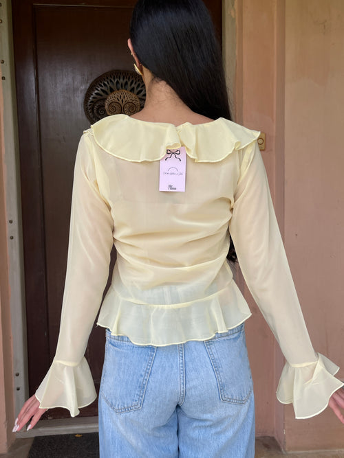 Juliette Ruffle Top in Butter Yellow
