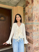 Juliette Ruffle Top in Cream