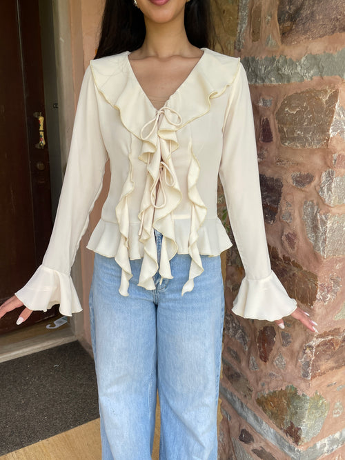 Juliette Ruffle Top in Cream