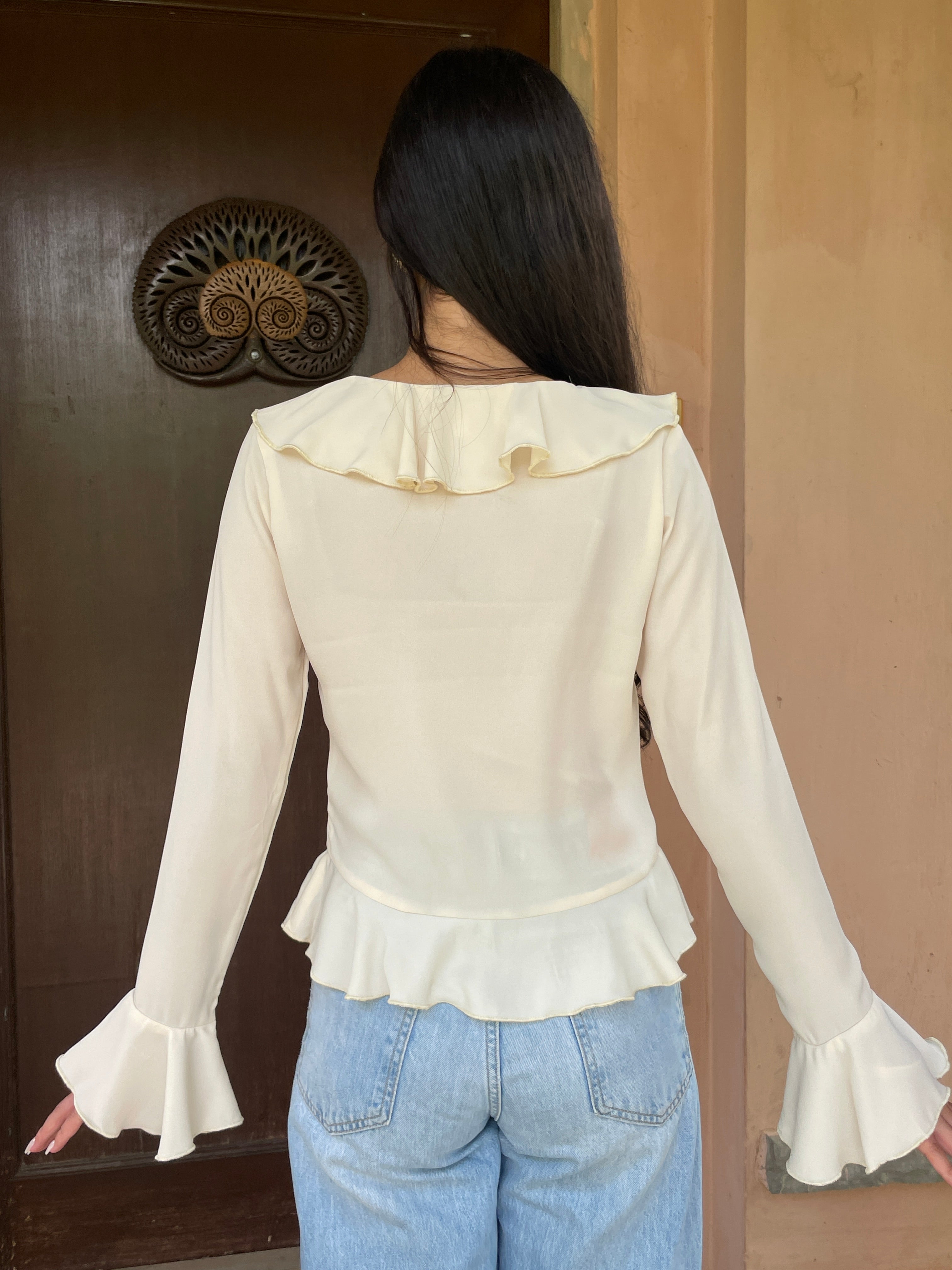 Juliette Ruffle Top in Cream