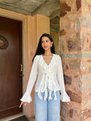Juliette Ruffle Top in White
