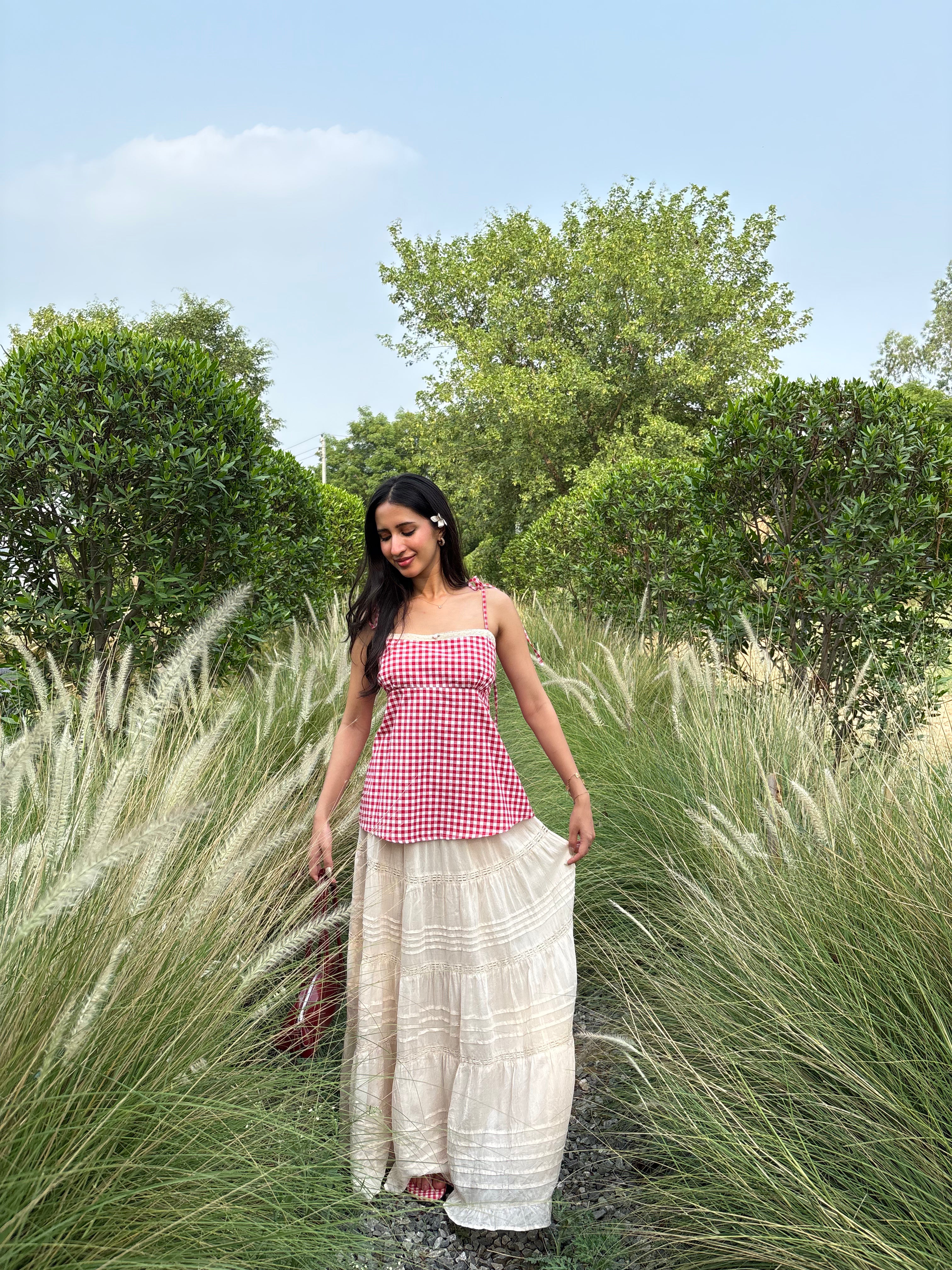 Amara Lace Skirt in Beige (XS-3XL)