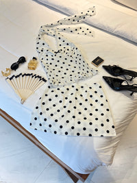 Madeline Polka Dot Halter Top in White