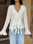 Juliette Ruffle Top in White