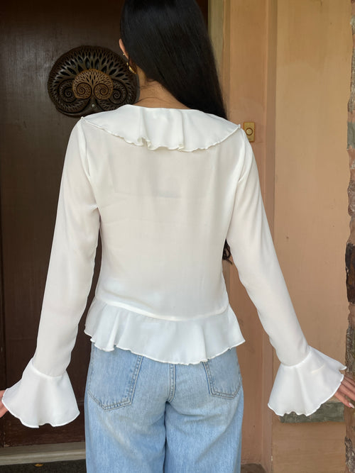 Juliette Ruffle Top in White