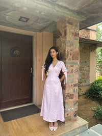Lucine Satin Dress in Pink Floral - SAMPLE