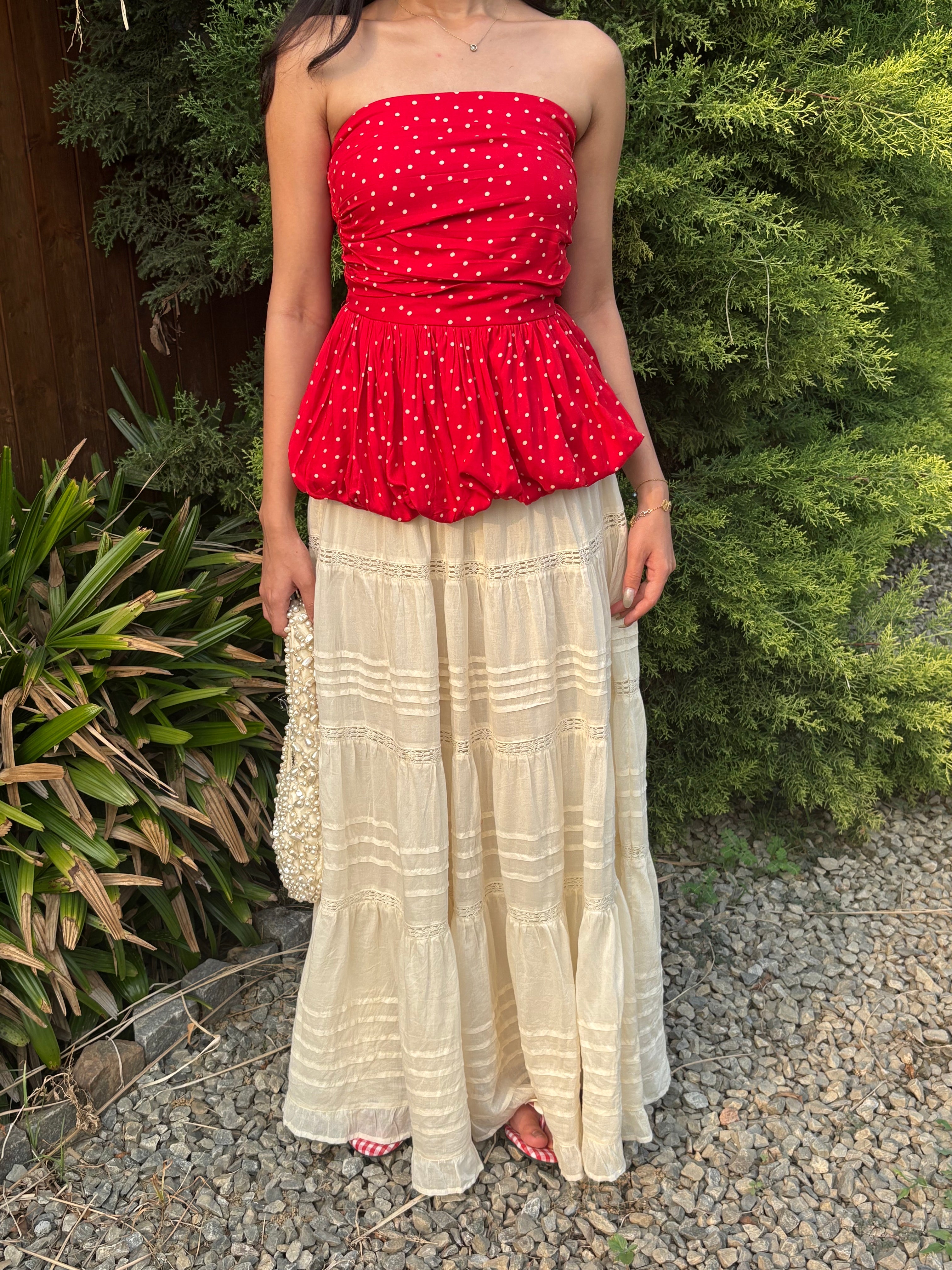 Bubble Top in Red Polka Dot (XS-2XL)