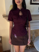 Keyhole Top in Burgundy