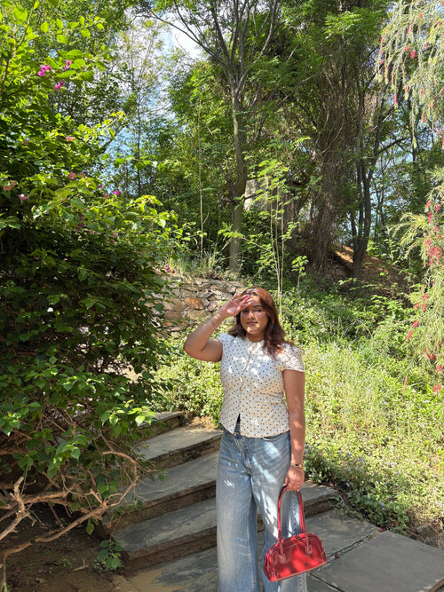Hailey Shirt in White Polka Dot