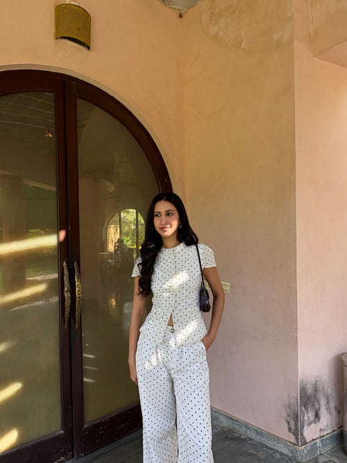 Hailey Shirt in White Polka Dot