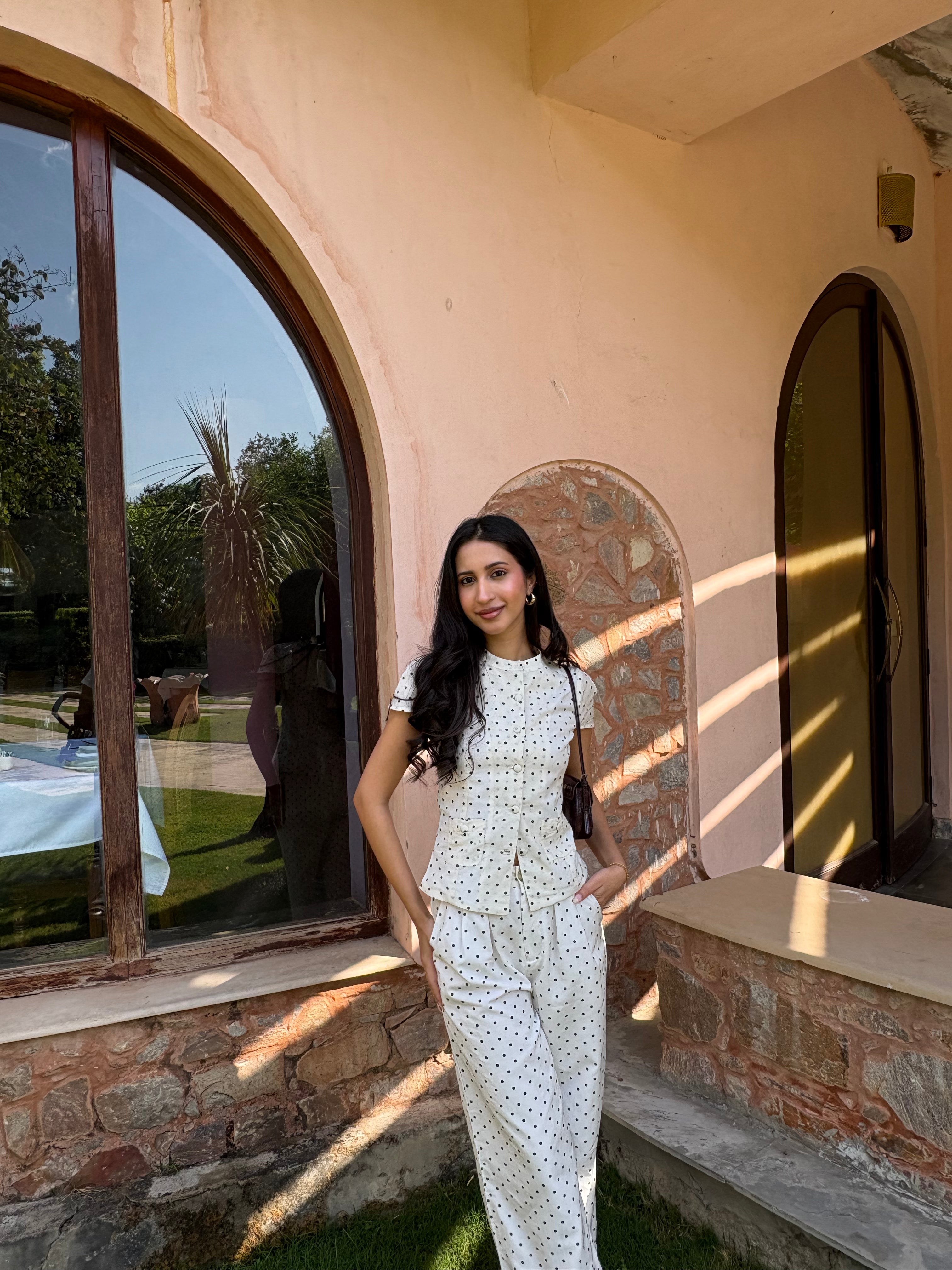 Hailey Shirt in White Polka Dot