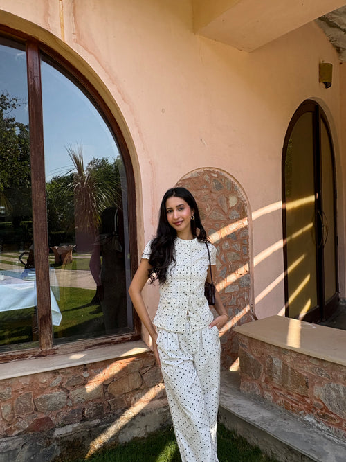 Hailey Shirt in White Polka Dot