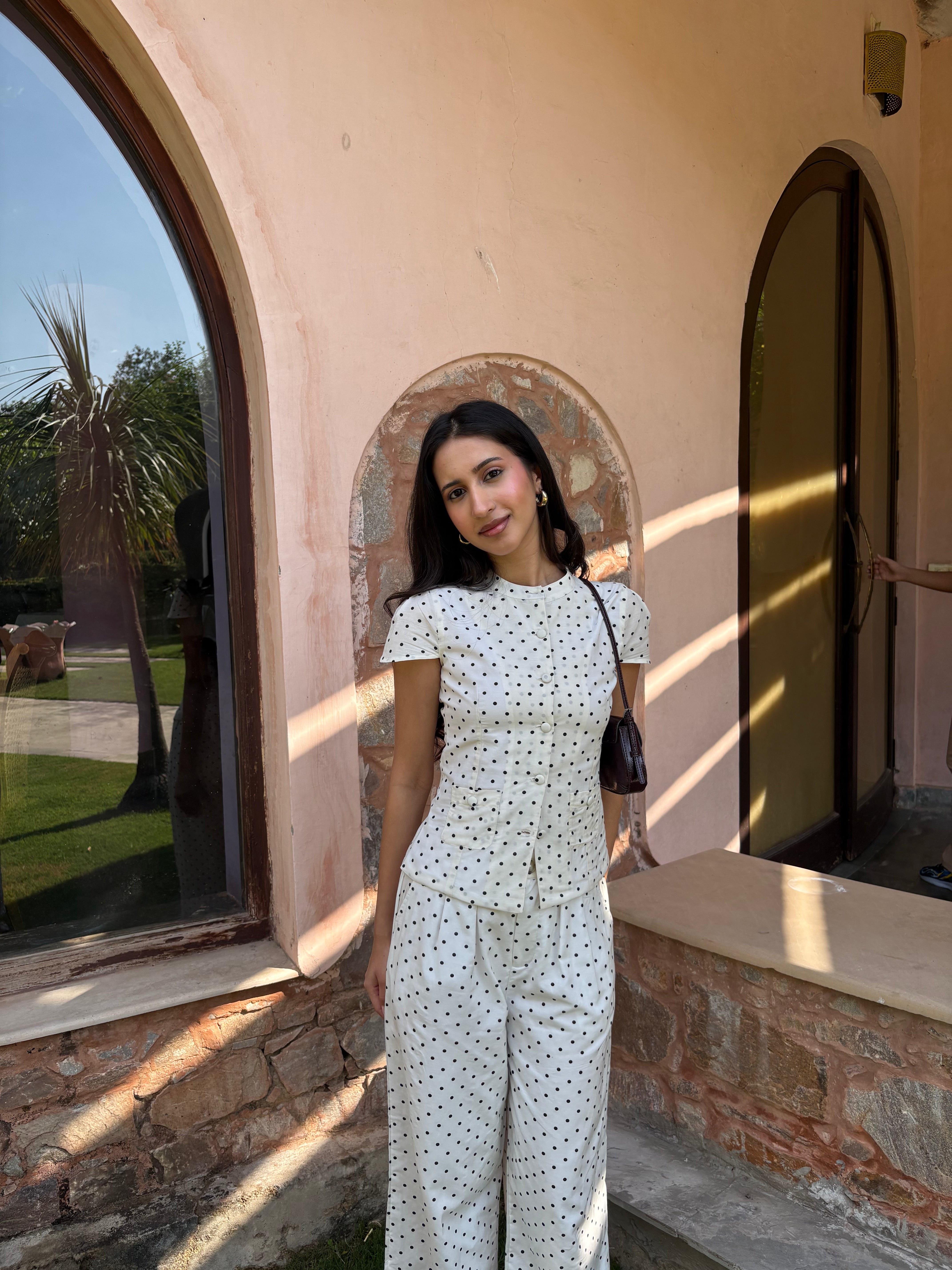 Hailey Shirt in White Polka Dot