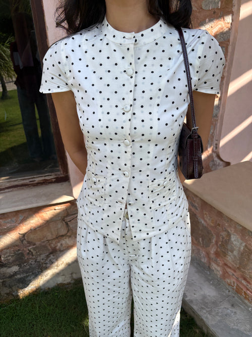 Hailey Shirt in White Polka Dot