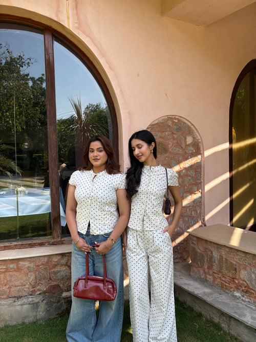 Hailey Shirt in White Polka Dot