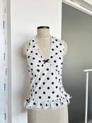 Madeline Polka Dot Halter Top in White