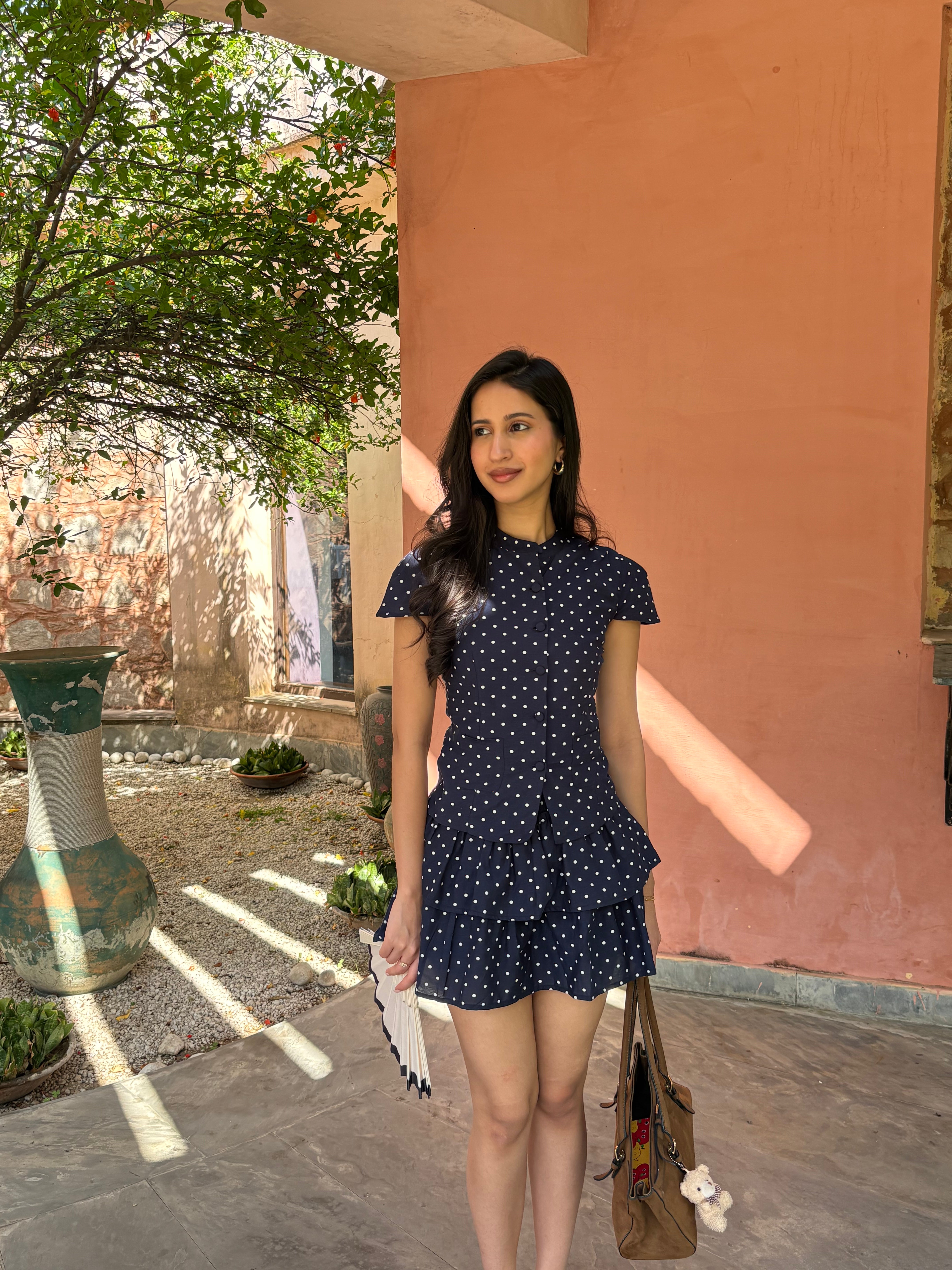Hailey Shirt in Navy Polka Dot