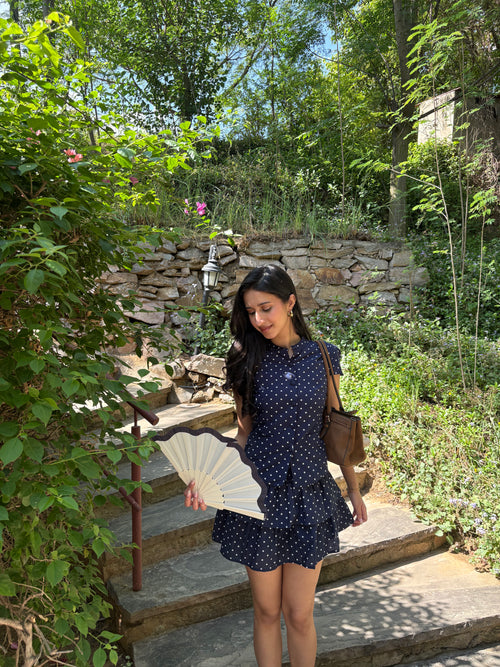 Hailey Shirt in Navy Polka Dot