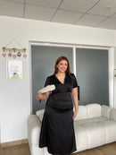 Lucine Satin Dress in Black