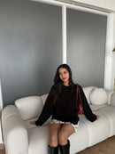 Chunky Crewneck Pullover in Black