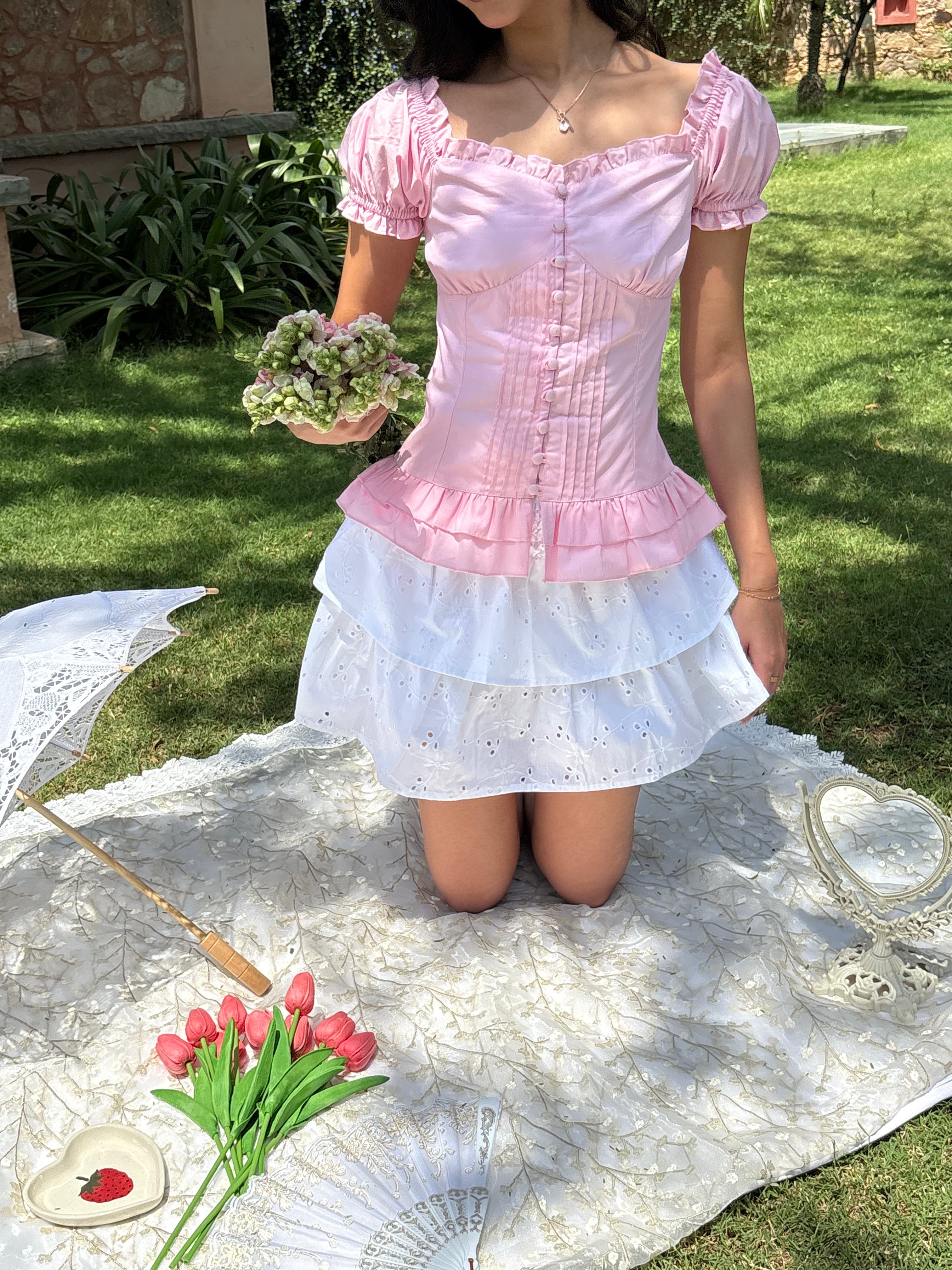 Bella Eyelet Skort in White