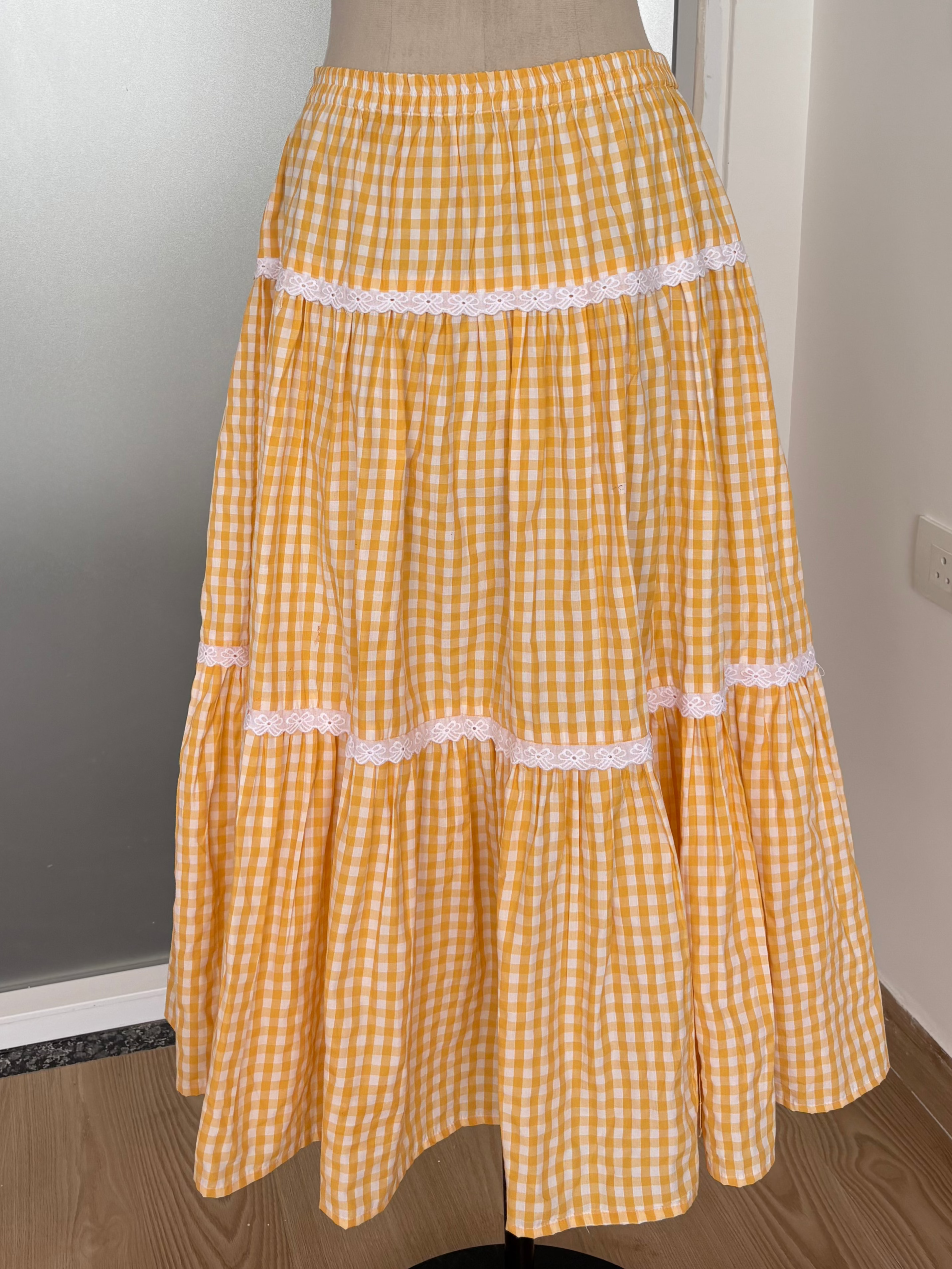 Lucy Lace Skirt in Yellow (XS-2XL)