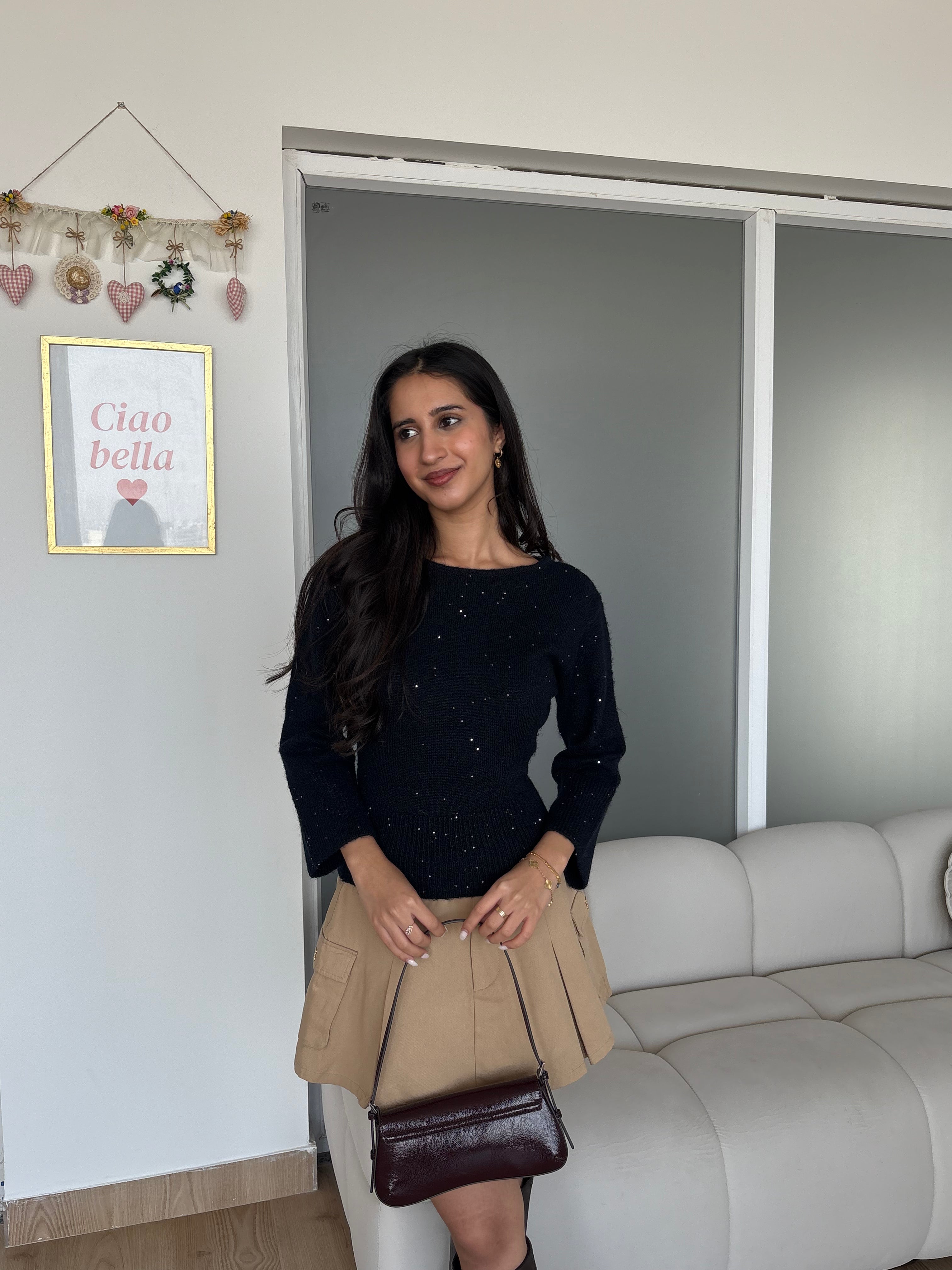 Sparkly Boat Neck Pullover