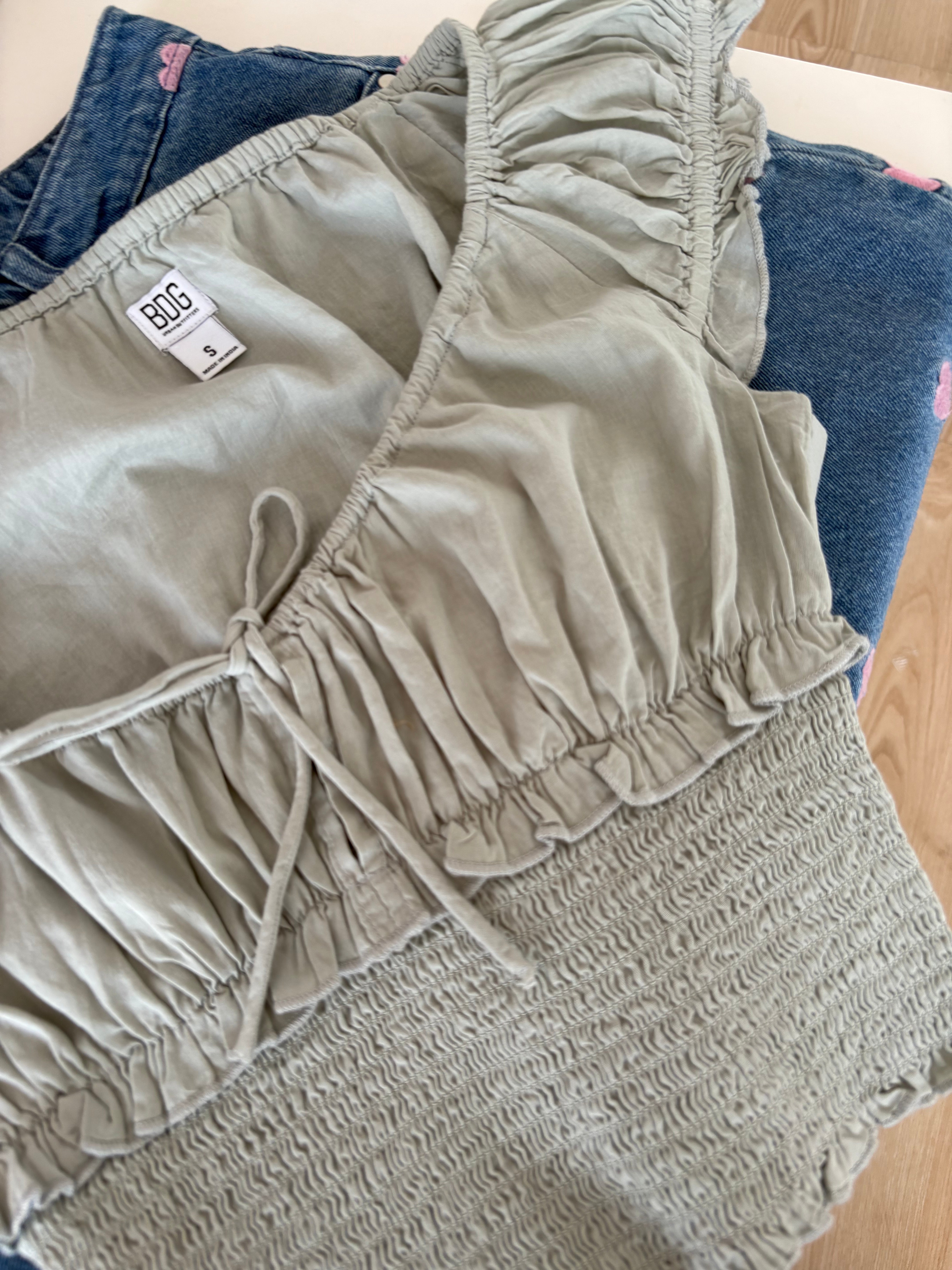 Olive Smocked Top (S)