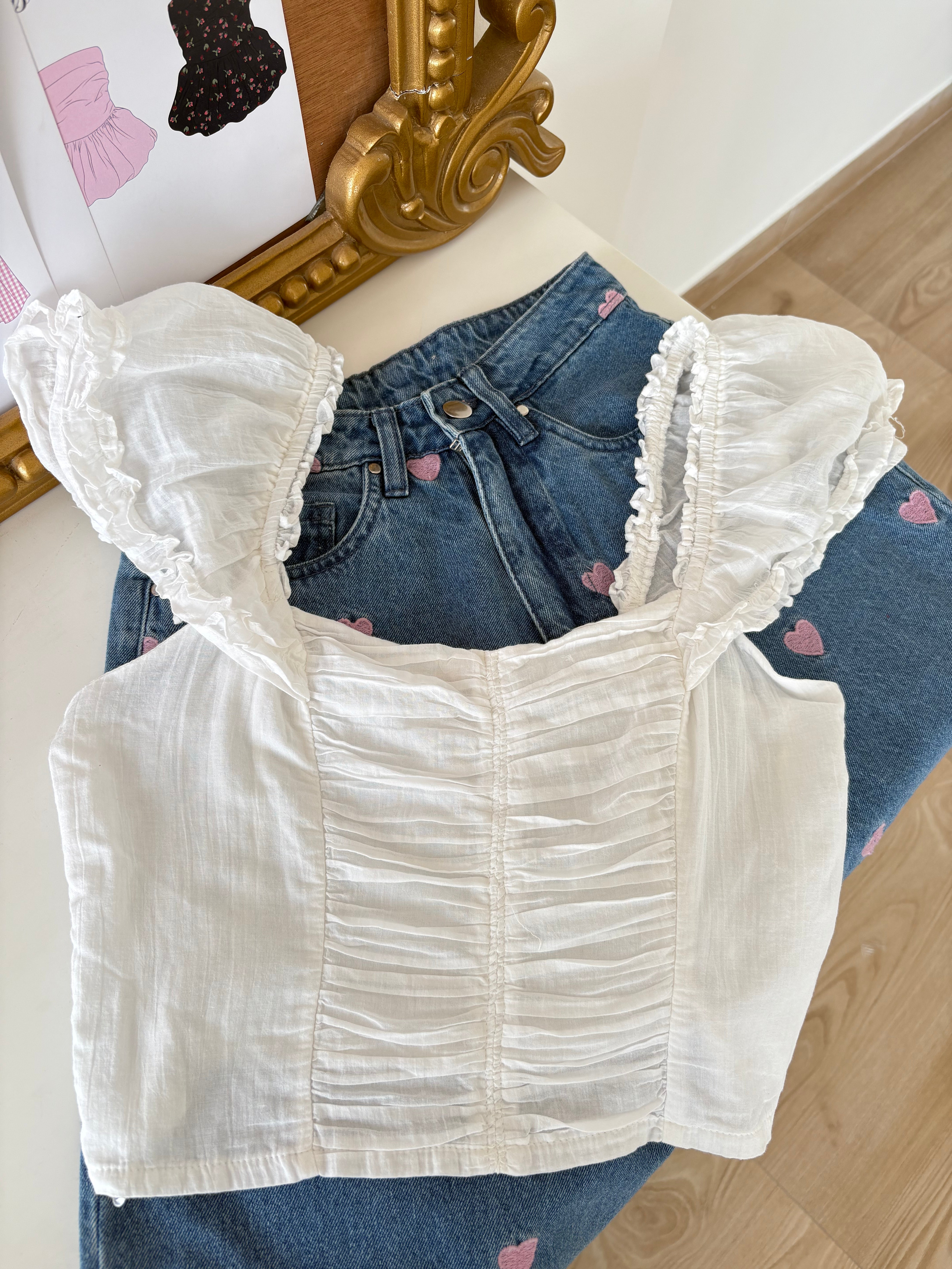 White Ruched Top (M-L)