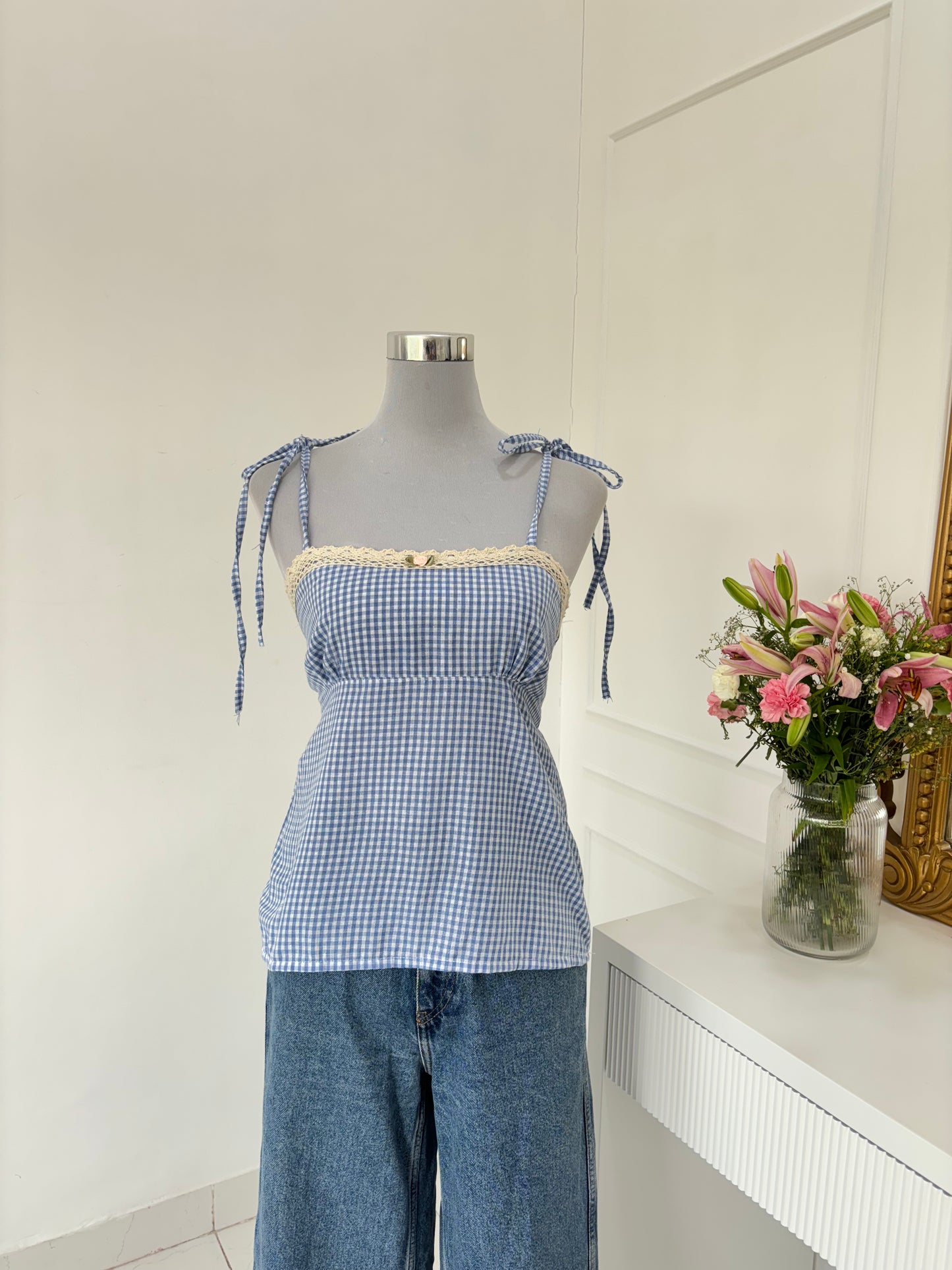 Blue Lucy Gingham Top (SL) Rerunn