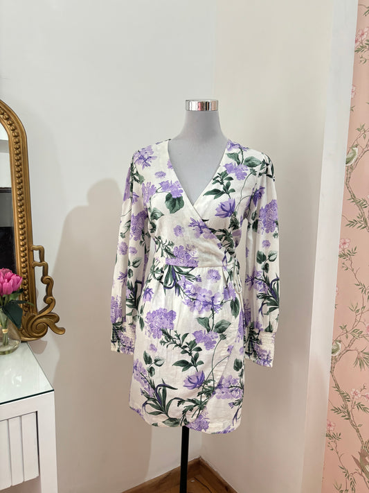 Lavender Floral Wrap Dress (M-L)