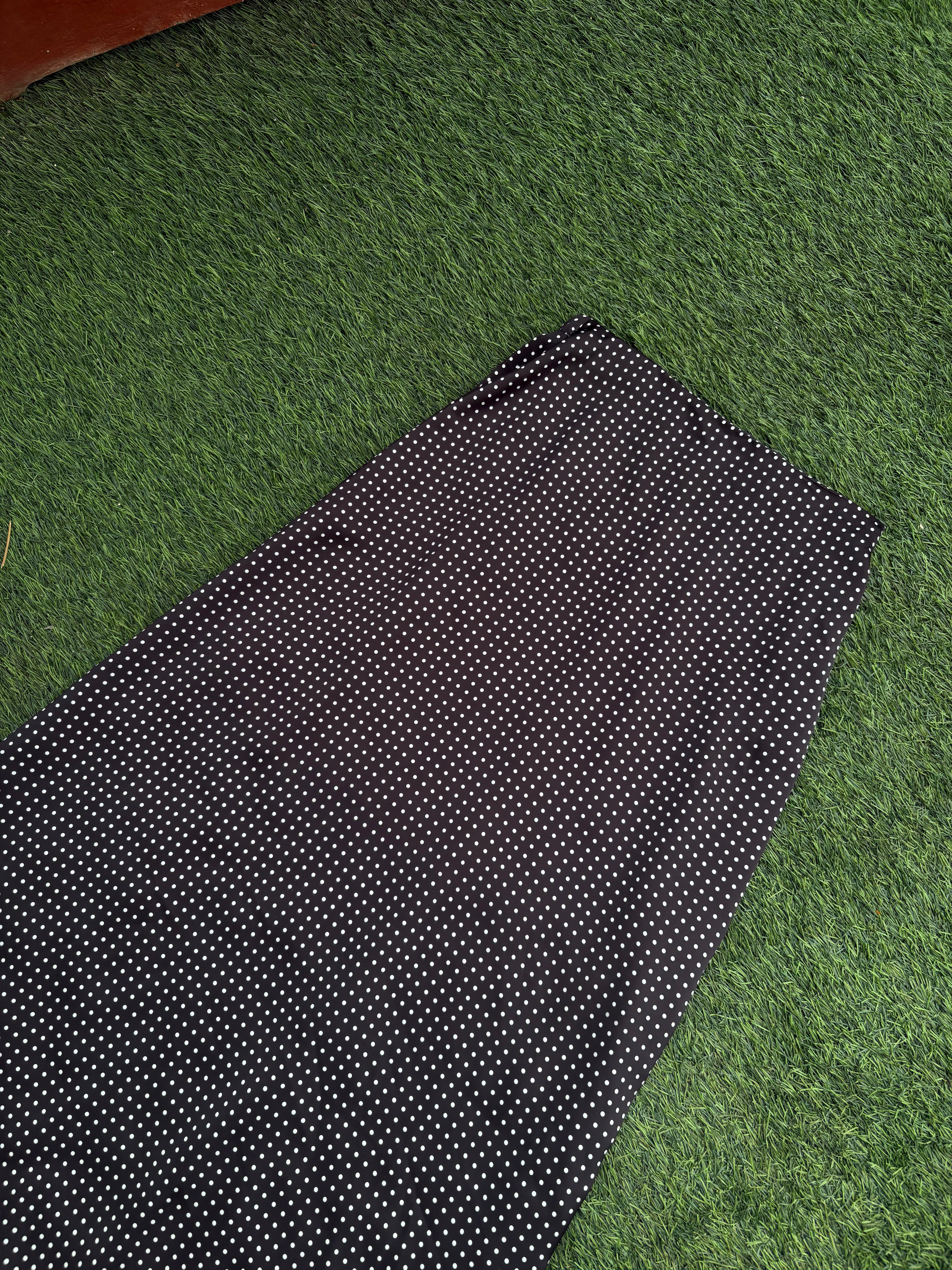 Celine Polka Dot Satin Skirt in Black