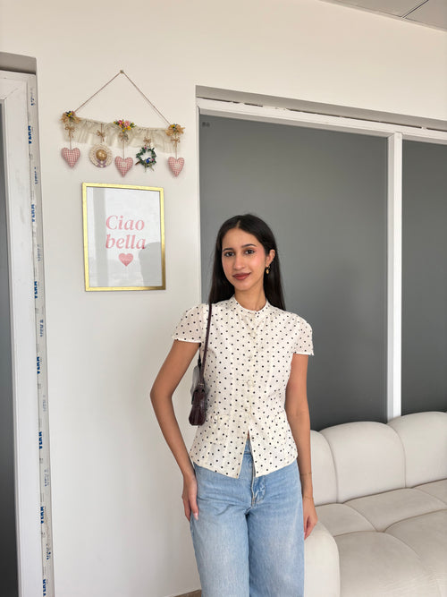 Hailey Shirt in White Polka Dot
