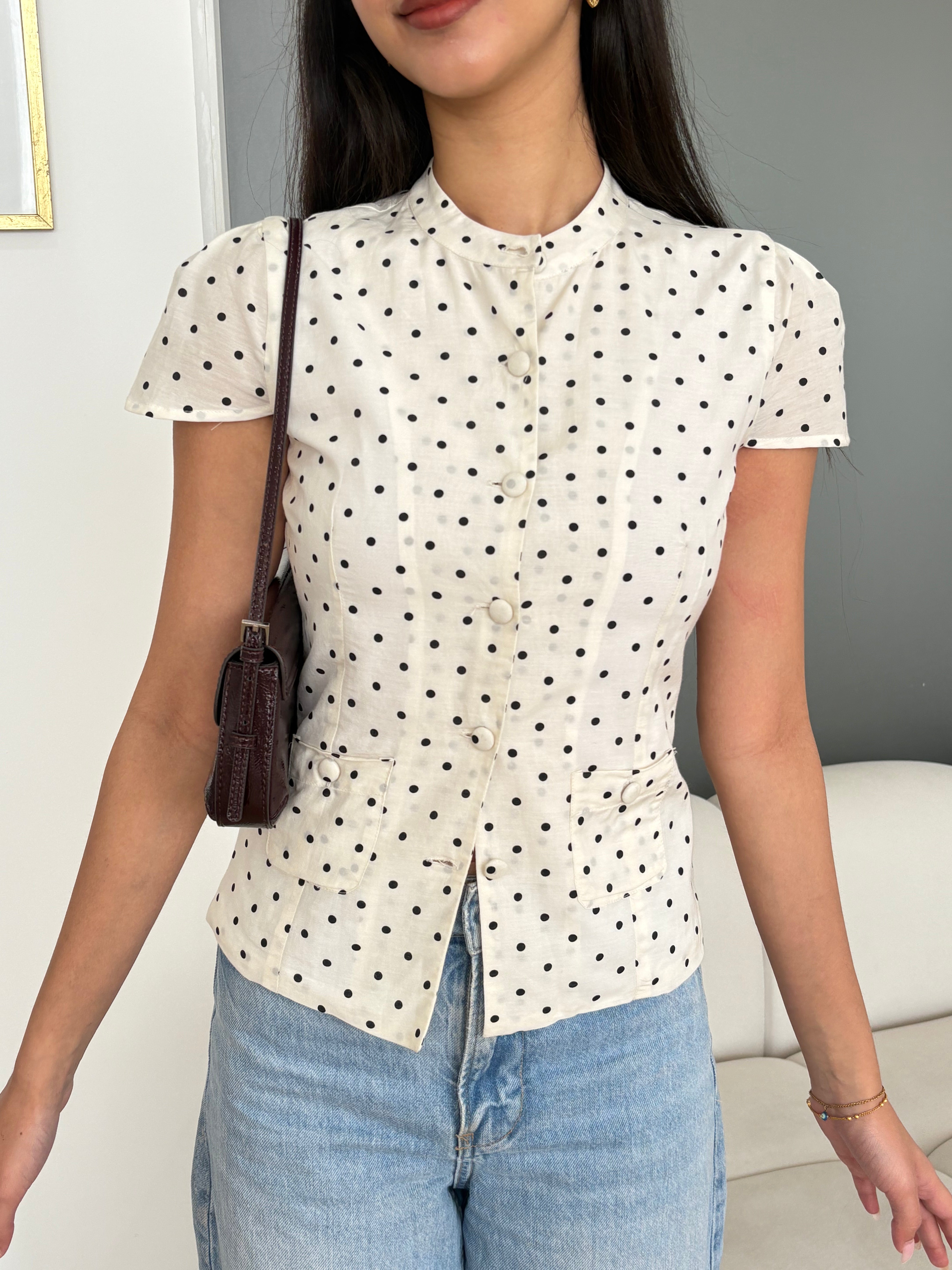 Hailey Shirt in White Polka Dot