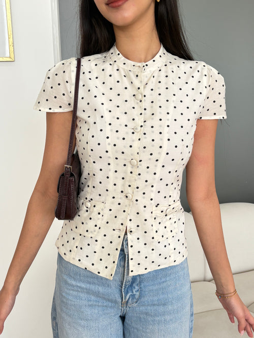 Hailey Shirt in White Polka Dot