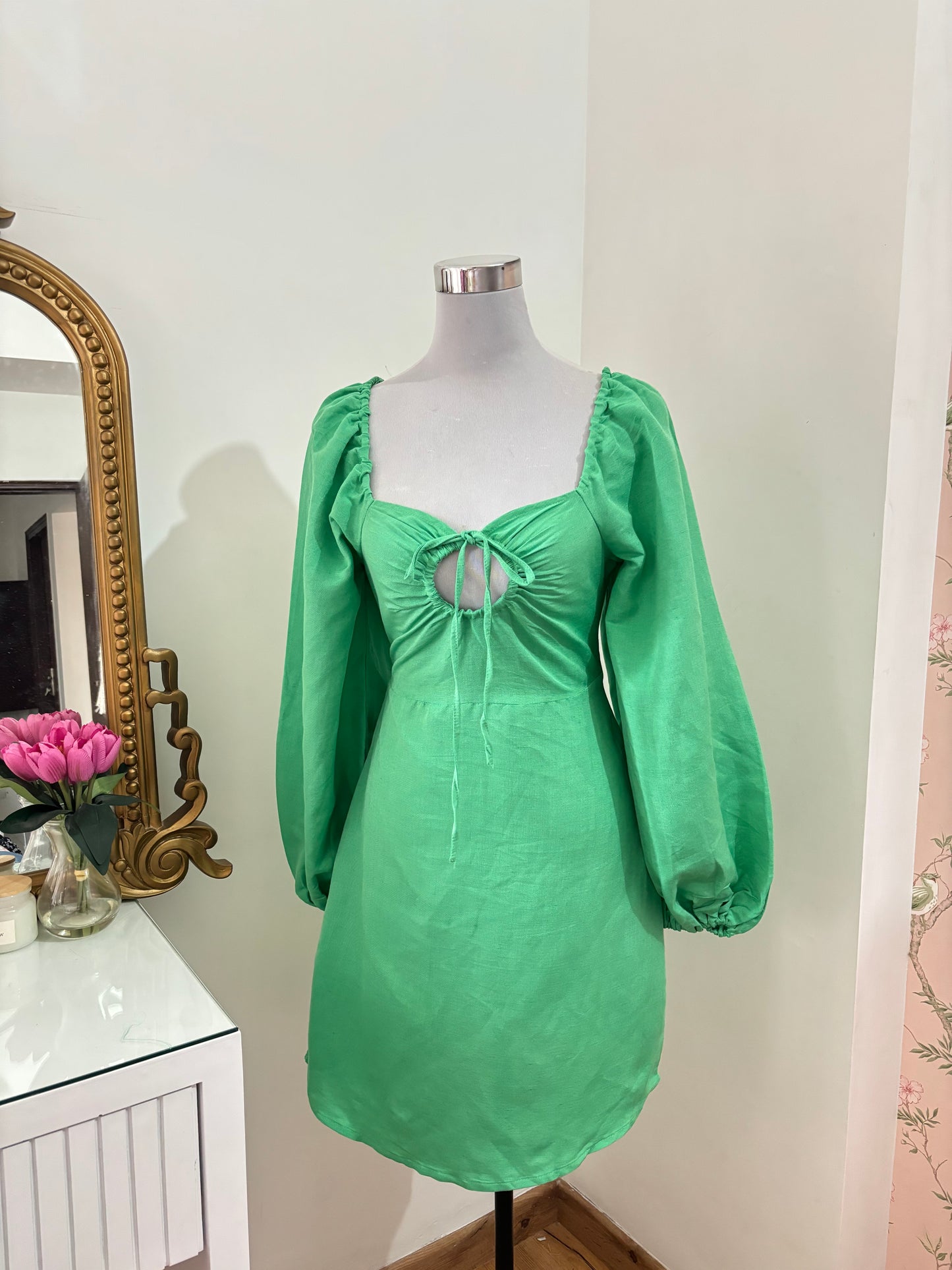 Stunning Green Linen Dress (XXS-XL)