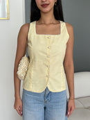 Gigi Linen Vest in Butter Yellow