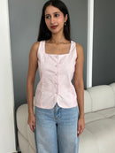 Gigi Linen Vest in Pink