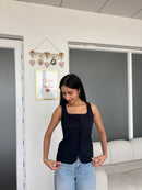 Gigi Linen Vest in Navy