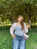 Cable Knit Bolero in Blush