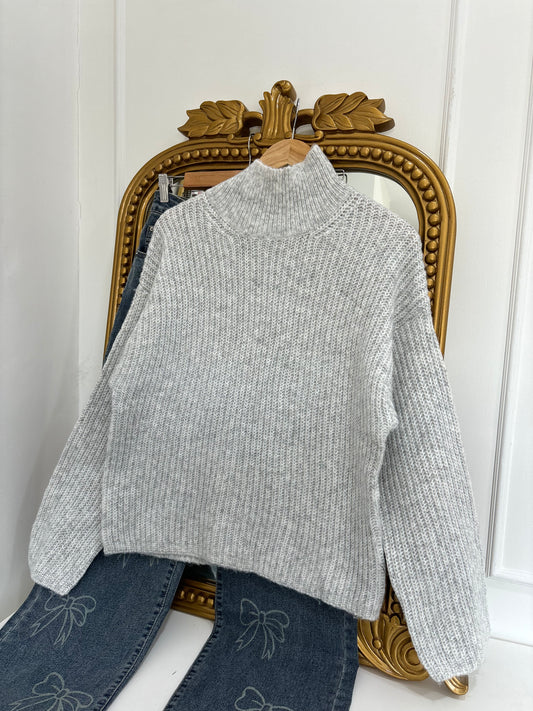 Grey Mock Neck Pullover (upto 3XL)