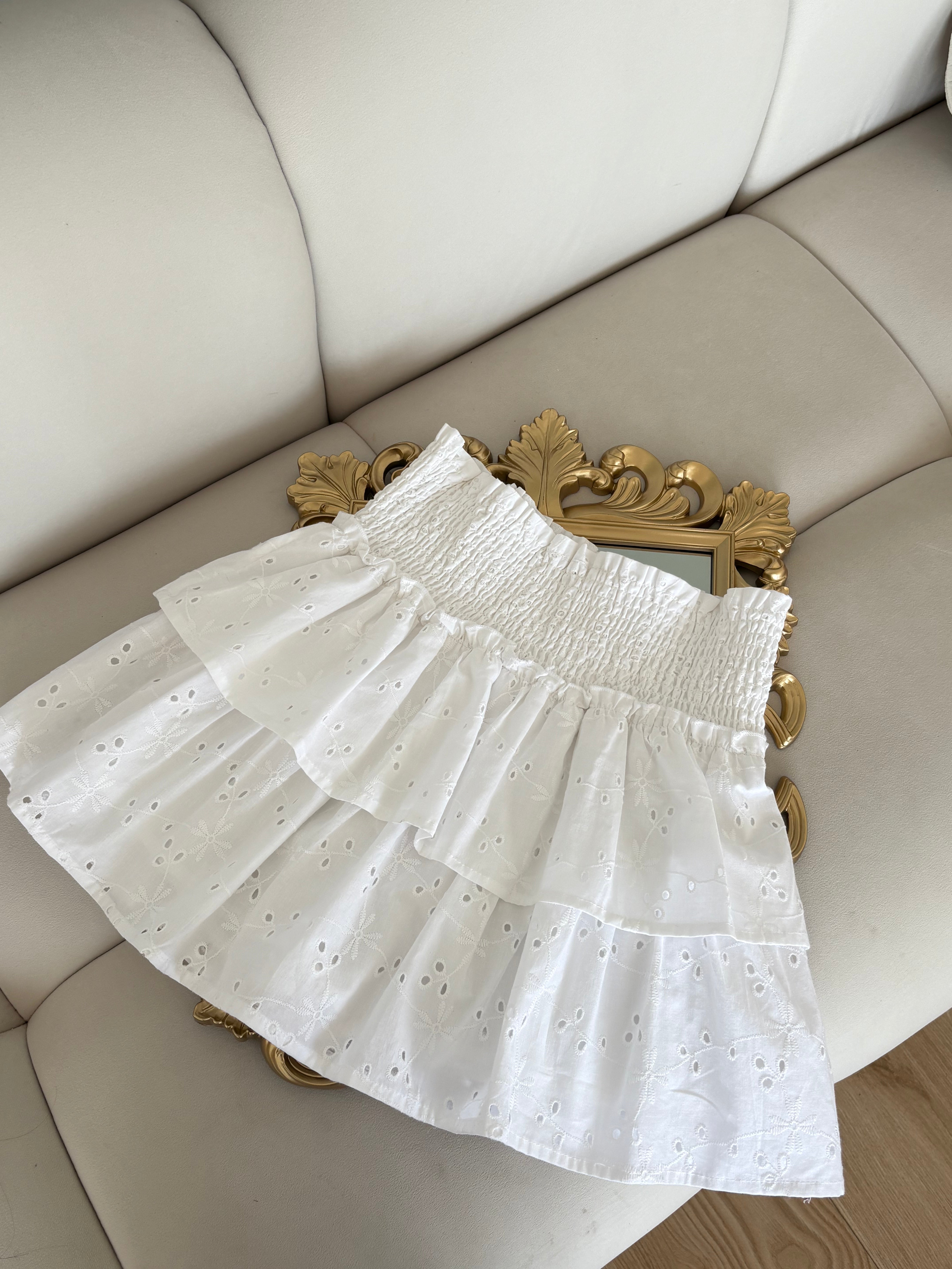 Bella Eyelet Skort in White