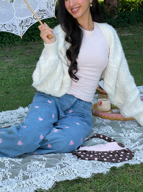 Cable Knit Bolero in Cream