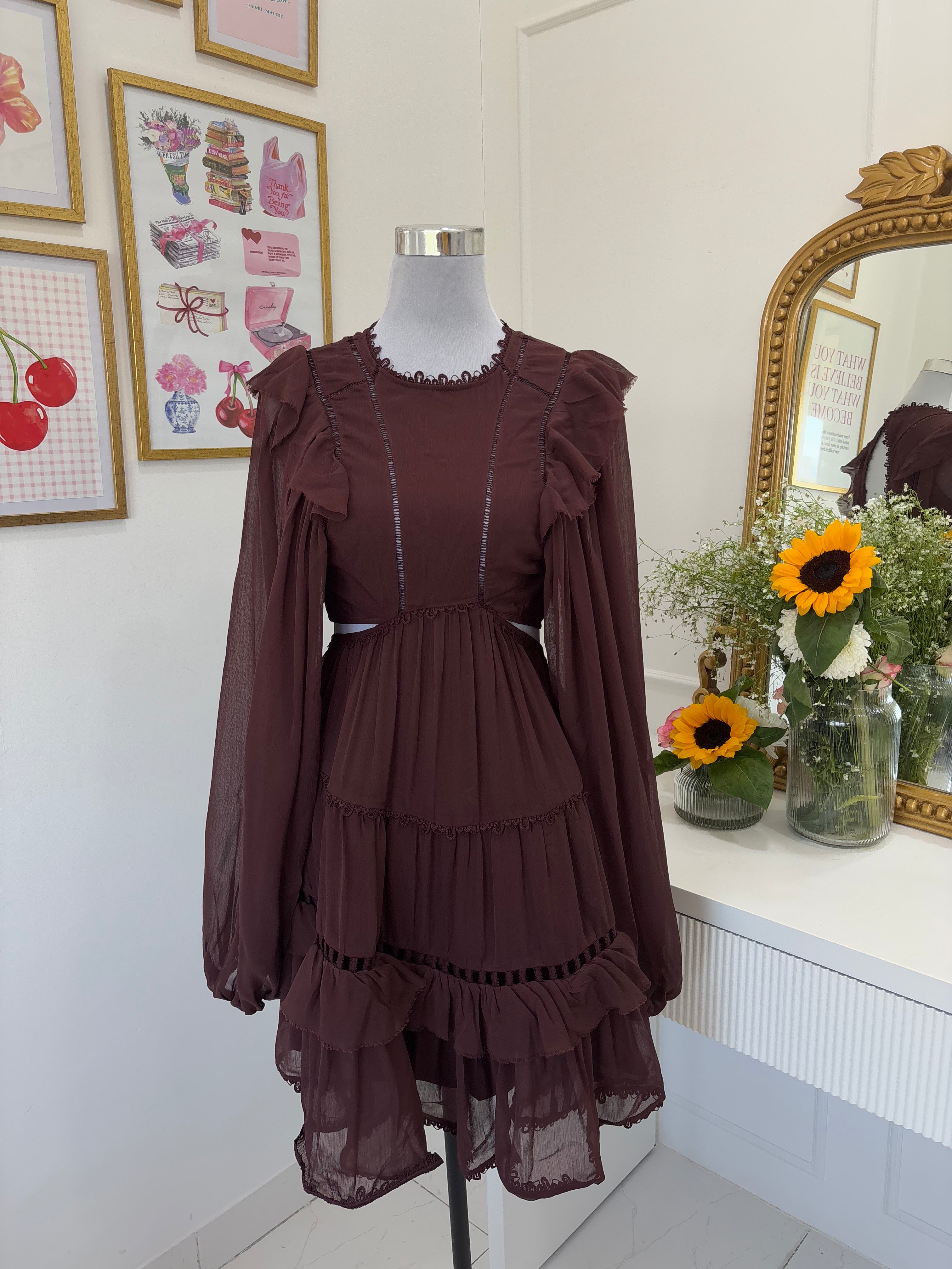 Burgundy Scallop Dress (S-M)